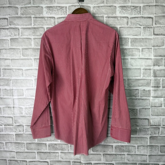 VTG Wrangler 90s Western Red Conductor Striped Button Down Shirt Mens 16 X-Long - Picture 4 of 7